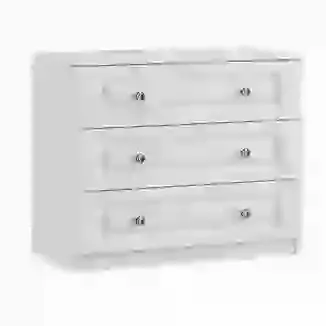 Crystal Knob 3 Drawer Chest White or Cashmere